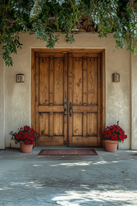 Beautiful wood front door, secure and installed by top door company